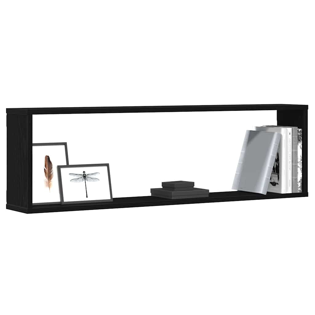 Wall Cube plaukti 4 gab. Melns ozols 100x15x30 cm