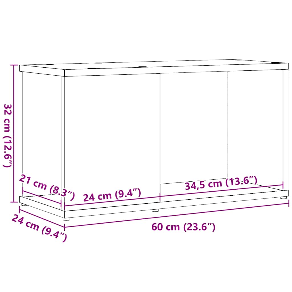TV spintelė, juodo ąžuolo spalvos, 60x24x32 cm, inžinerinė mediena
