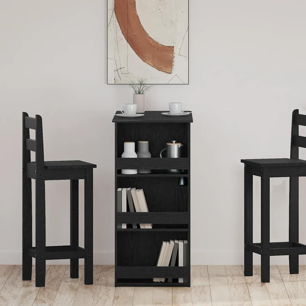 Bar table with shelf, black oak, 102x50x103.5cm, wood