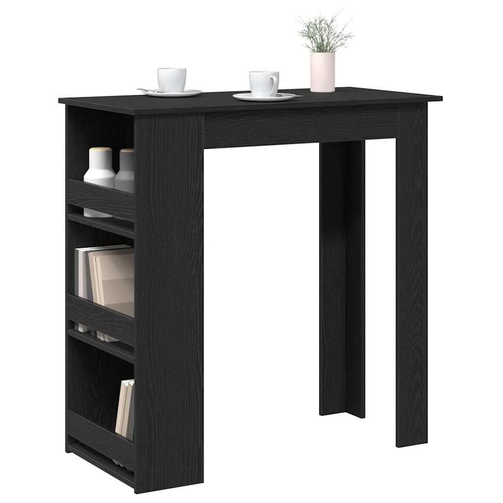 Bar table with shelf, black oak, 102x50x103.5cm, wood