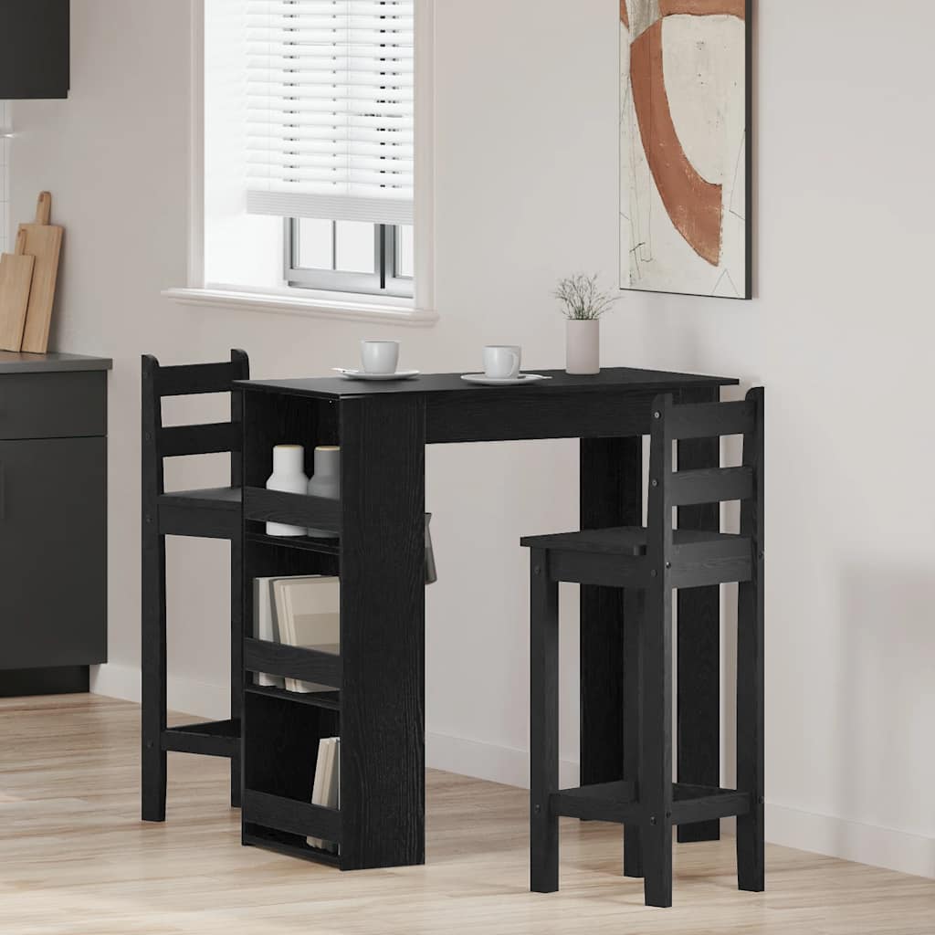 Bar table with shelf, black oak, 102x50x103.5cm, wood