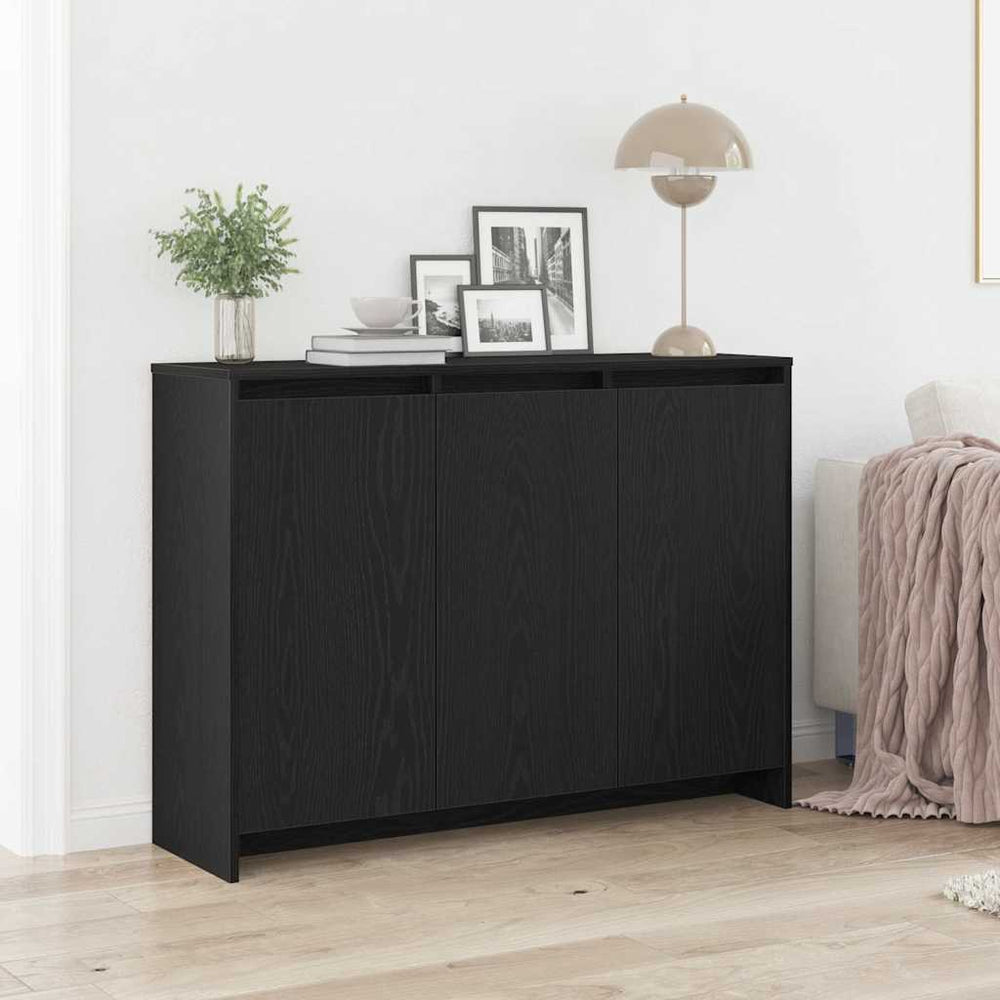 Juoda ąžuolo komoda 102x33x75 cm, pagaminta iš inžinerinės medienos