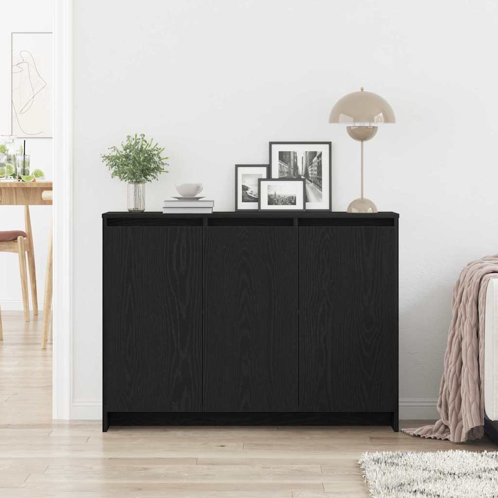 Juoda ąžuolo komoda 102x33x75 cm, pagaminta iš inžinerinės medienos