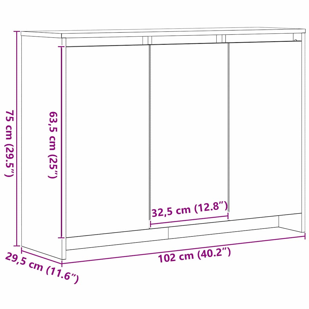 Juoda ąžuolo komoda 102x33x75 cm, pagaminta iš inžinerinės medienos