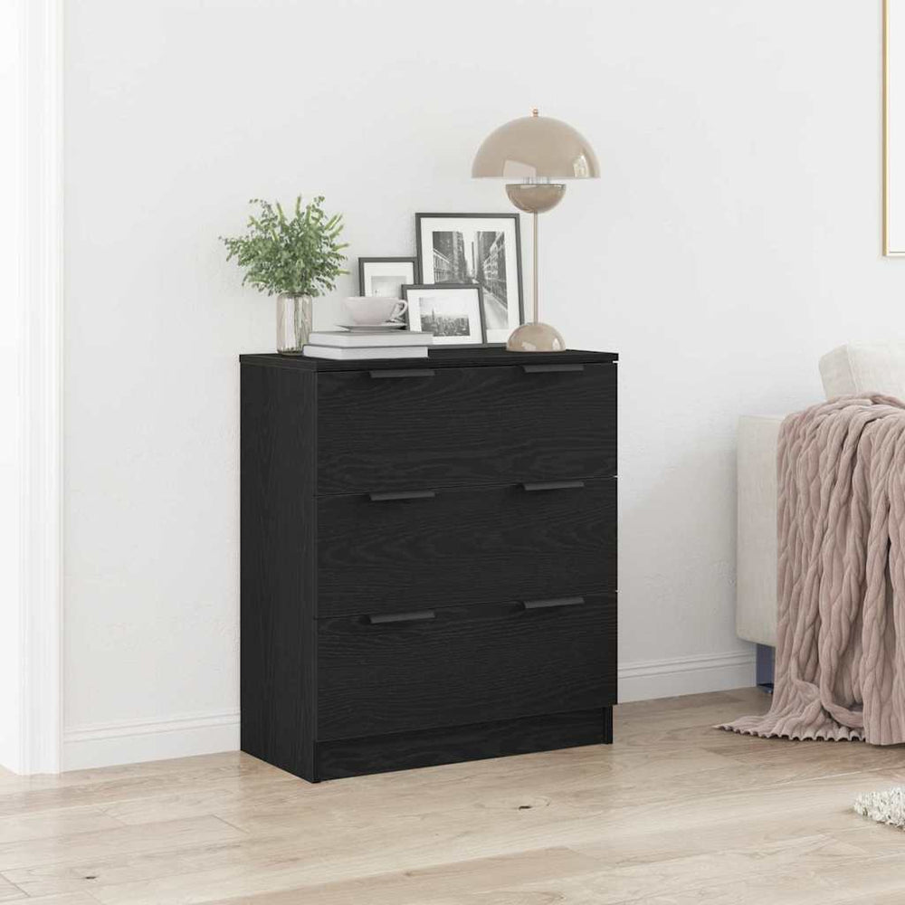 Juodas ąžuolo komodas 60x30x70 cm Iš gamybinės medienos