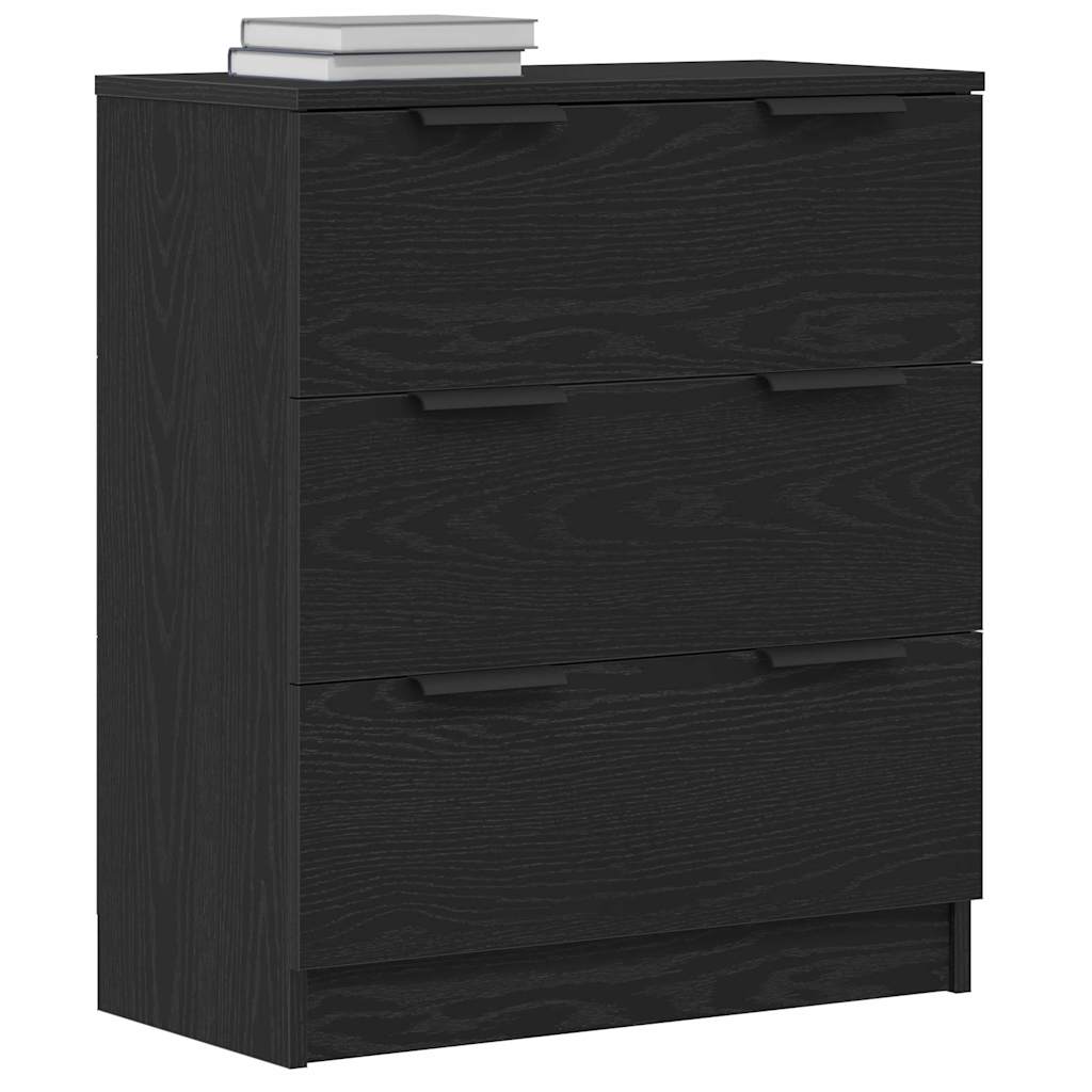 Juodas ąžuolo komodas 60x30x70 cm Iš gamybinės medienos