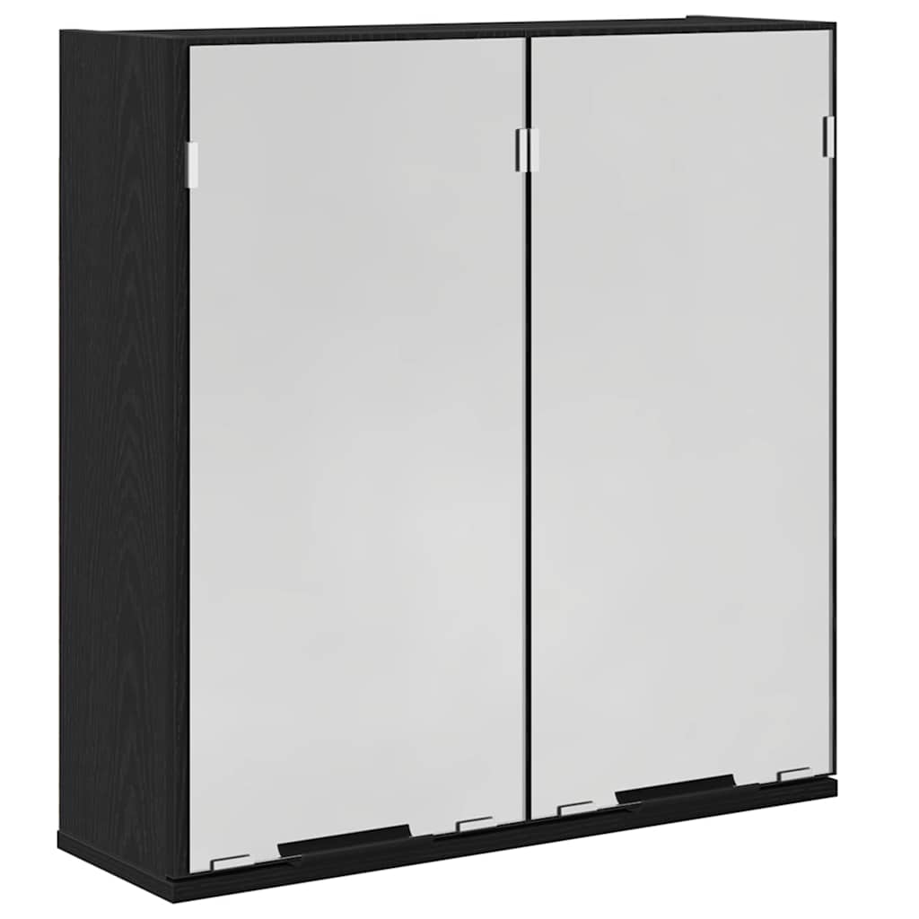 Black Oak Bathroom Cabinet with Mirror 64 x 20 x 67 cm