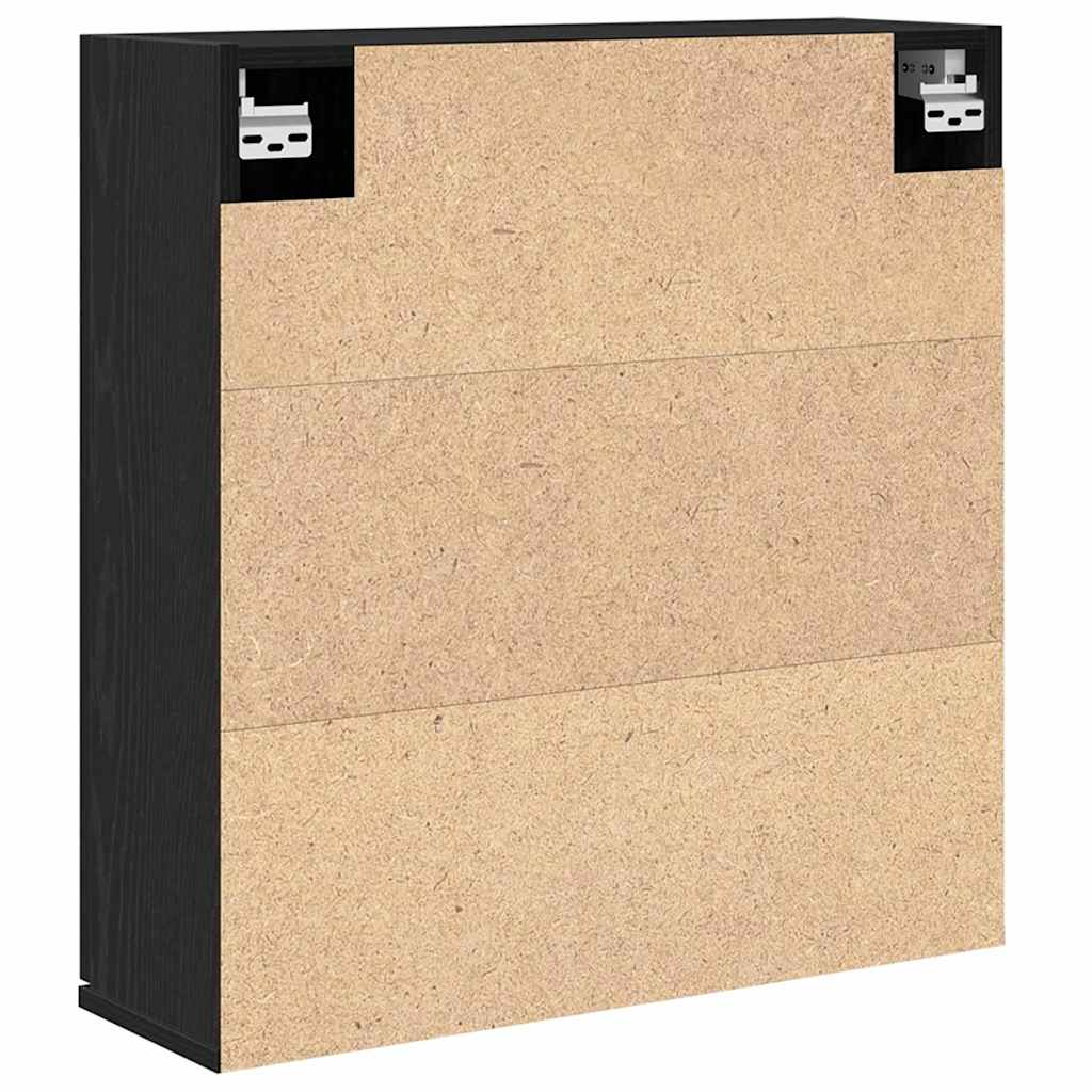 Black Oak Bathroom Cabinet with Mirror 64 x 20 x 67 cm