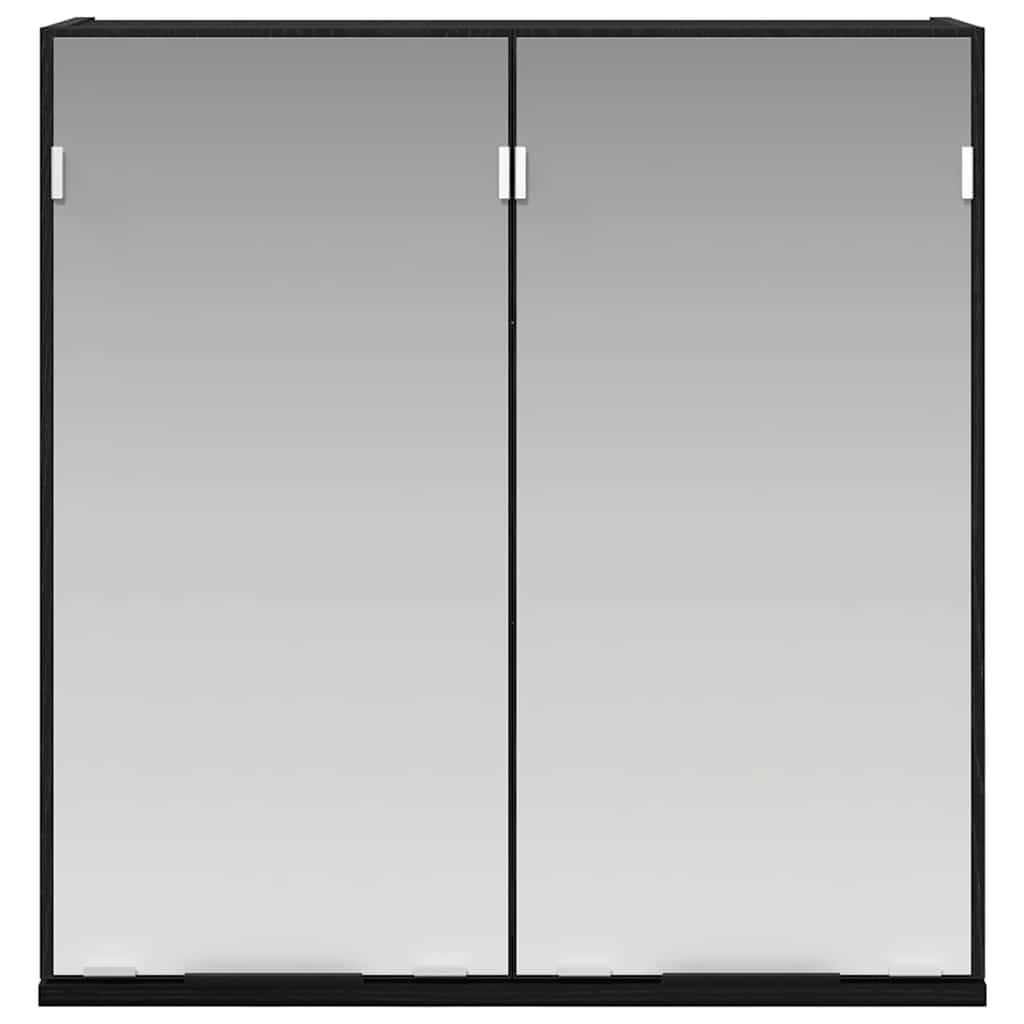Black Oak Bathroom Cabinet with Mirror 64 x 20 x 67 cm