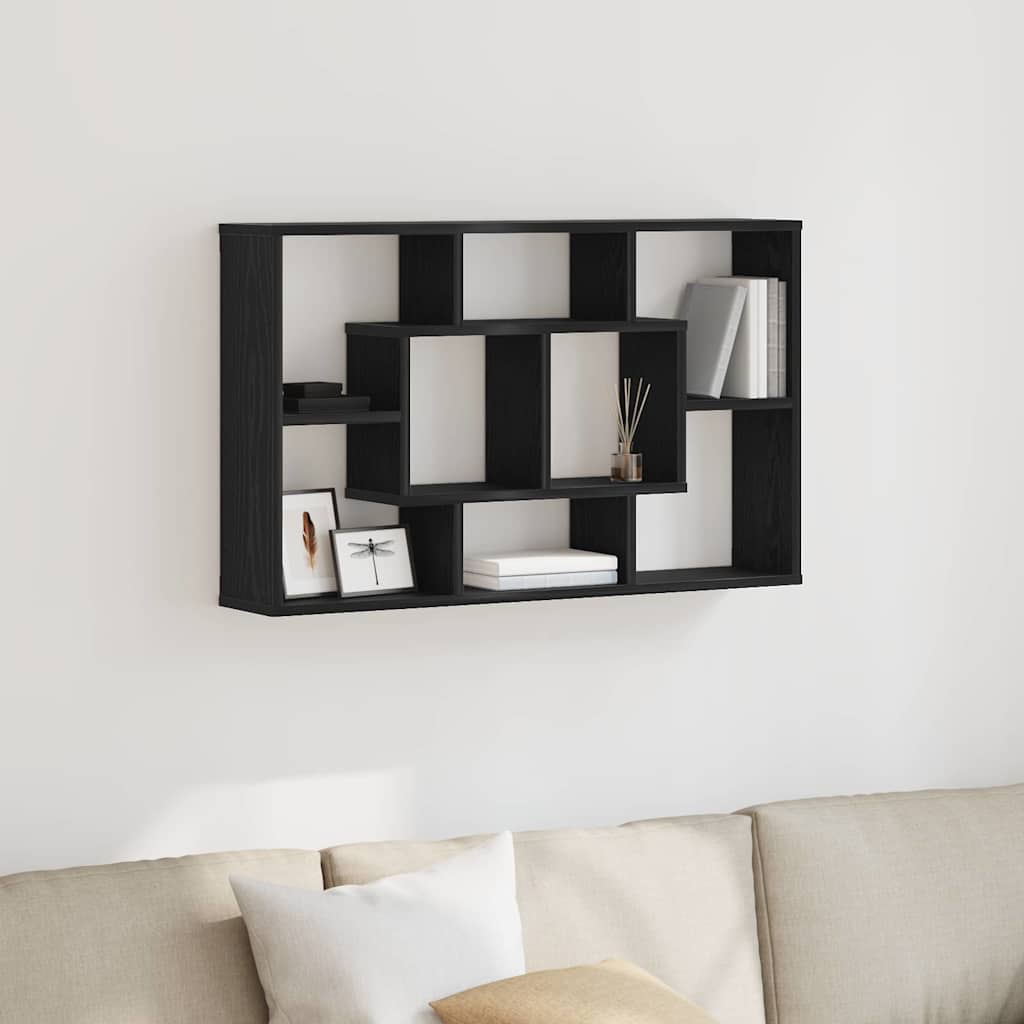 Sienas plaukts ar plauktu melnā ozola krāsā 85 x 16 x 52,5 cm