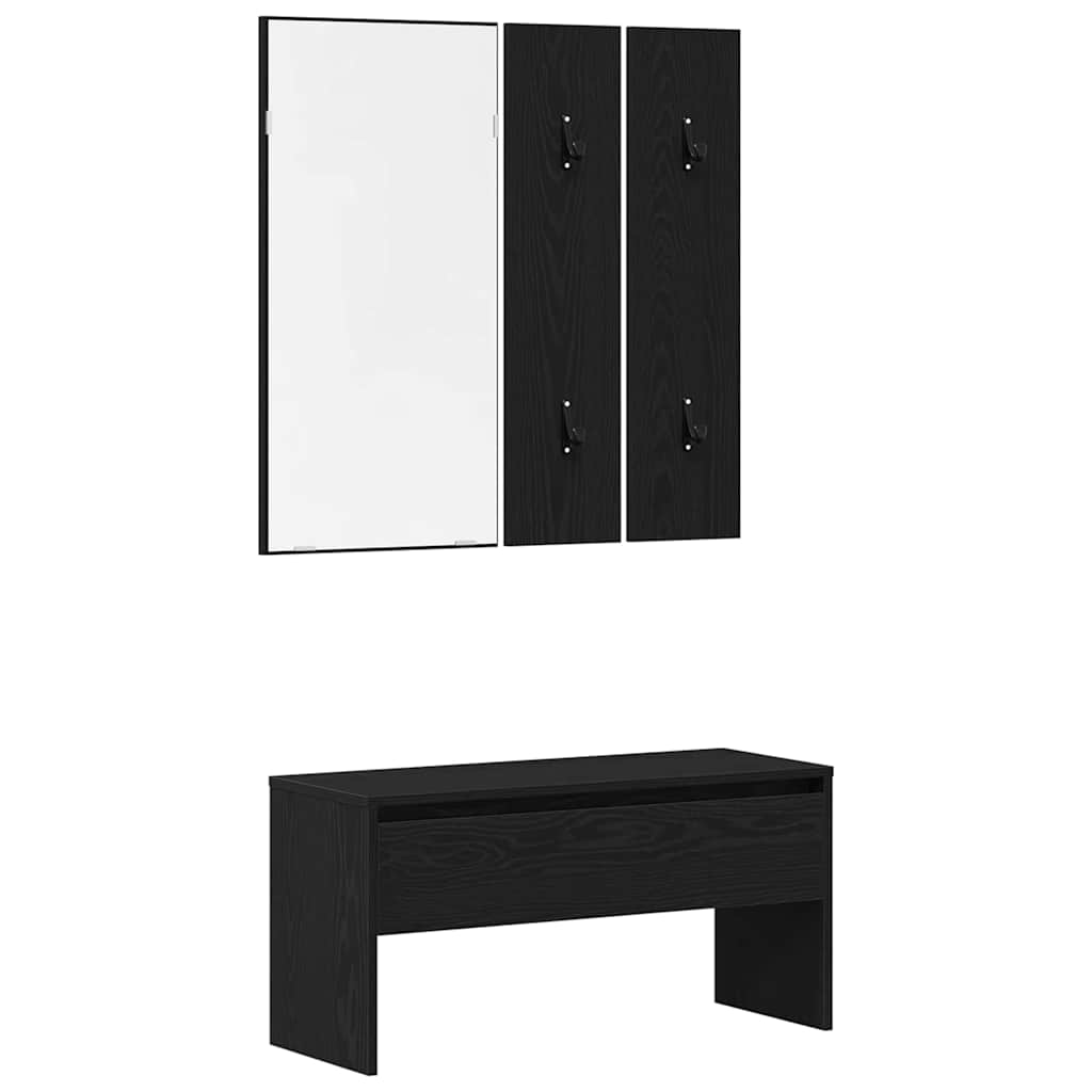 Prieškambario baldų komplektas su stalčių 4 pcs Juodas ąžuolas