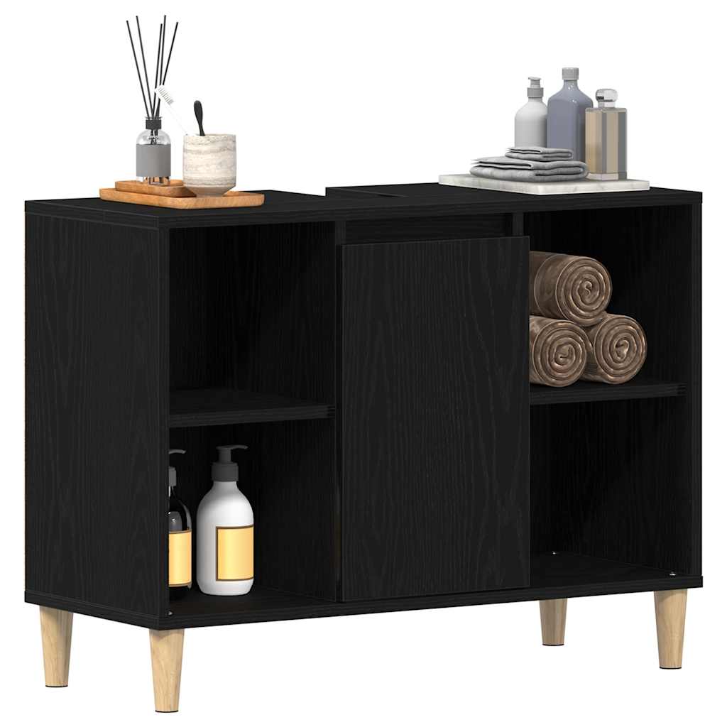 Sink cabinet, black oak, 80x33x60cm, engineered wood