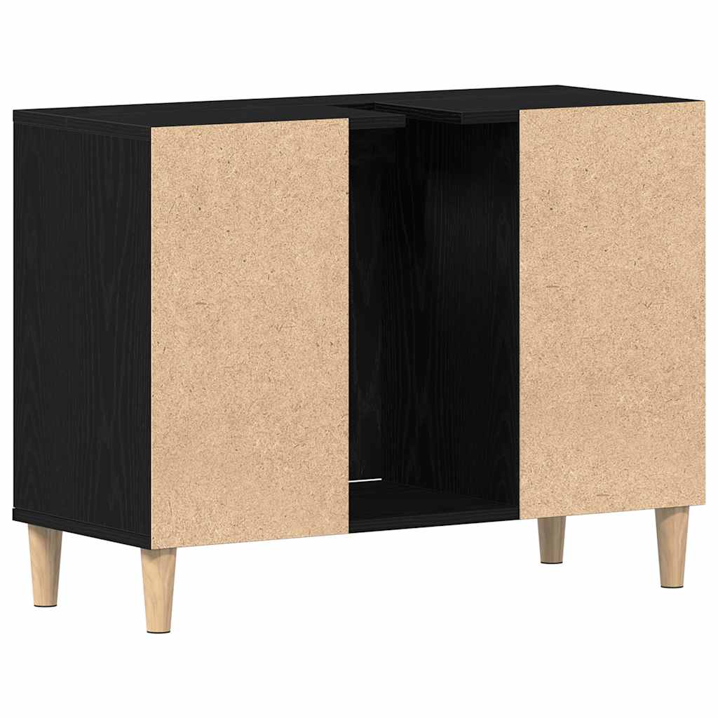 Sink cabinet, black oak, 80x33x60cm, engineered wood