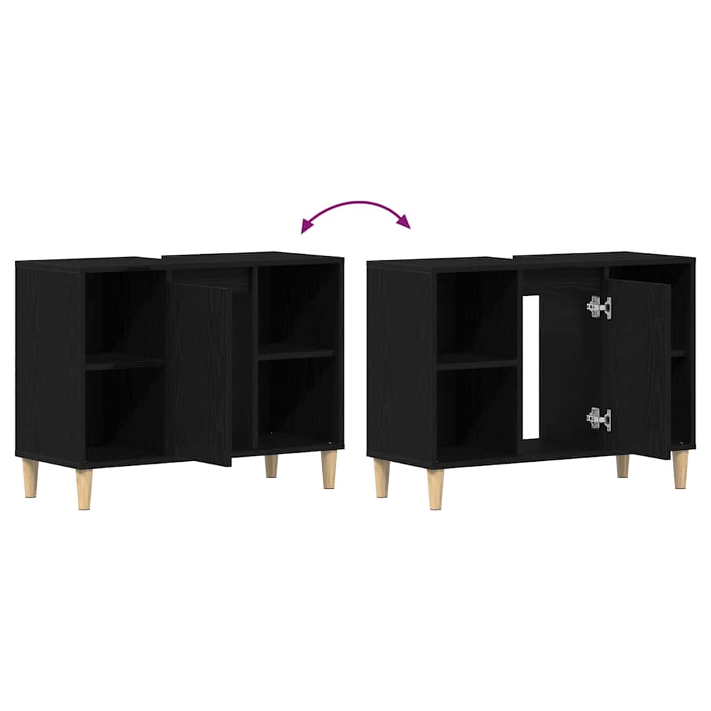 Sink cabinet, black oak, 80x33x60cm, engineered wood