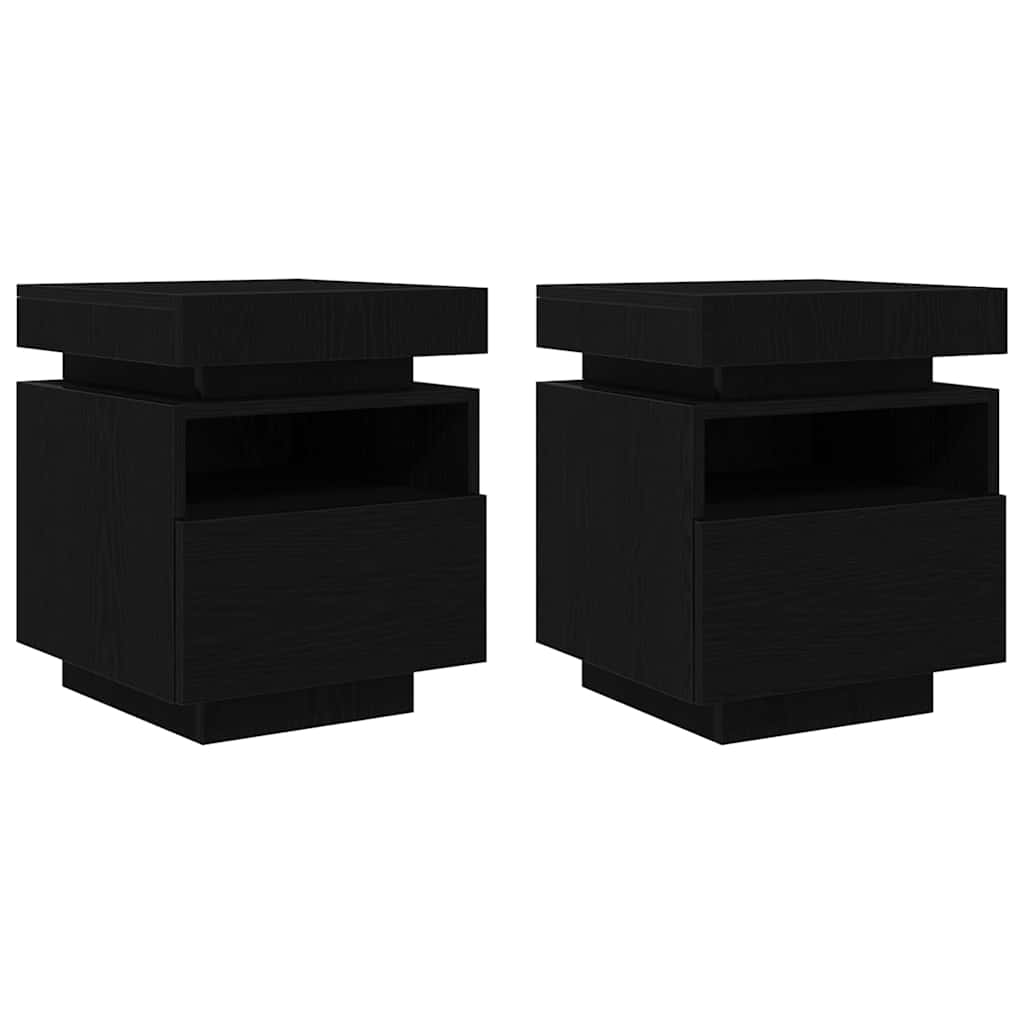 Naktinis staliukas 2 pcs juoda ąžuolo 40 x 39 x 48.5 cm