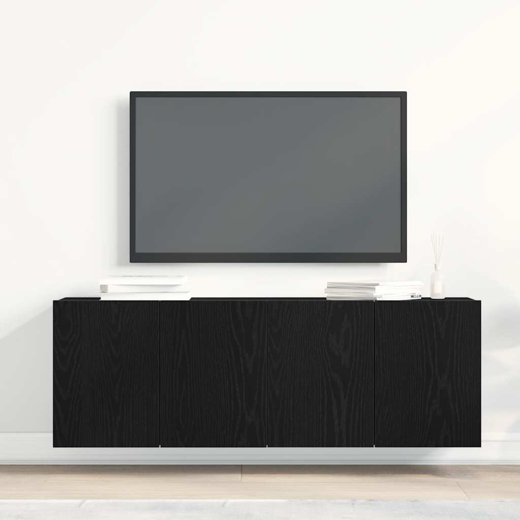 TV spintelės, 2 vnt., juodo ąžuolo spalvos, 120x30x41 cm, inžinerinė mediena