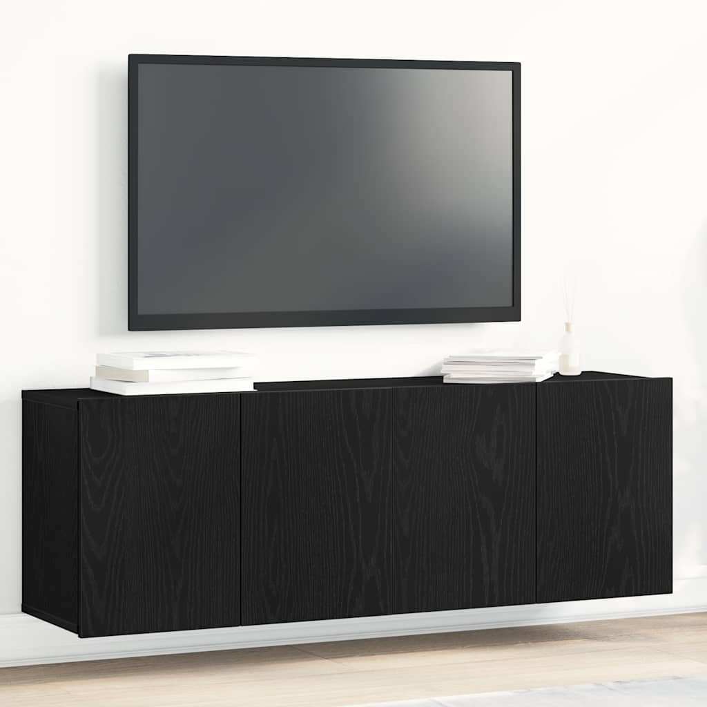 TV spintelės, 2 vnt., juodo ąžuolo spalvos, 120x30x41 cm, inžinerinė mediena