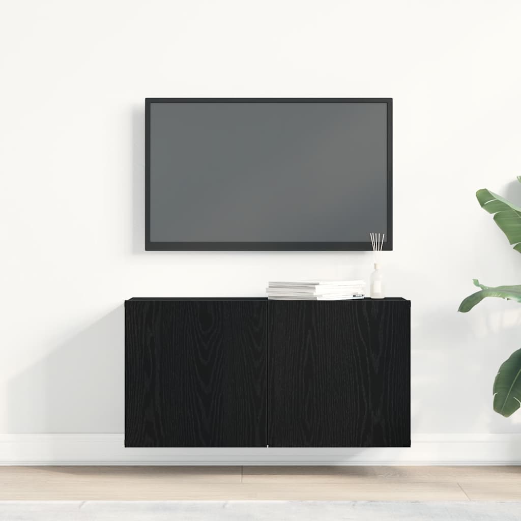 TV spintelė, juodo ąžuolo spalvos, 80x30x41 cm, inžinerinė mediena