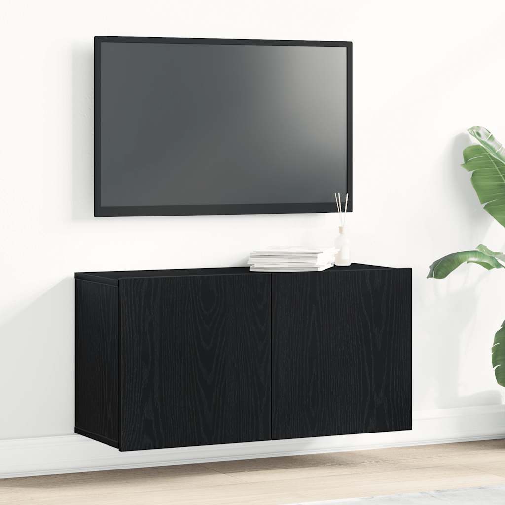 TV spintelė, juodo ąžuolo spalvos, 80x30x41 cm, inžinerinė mediena