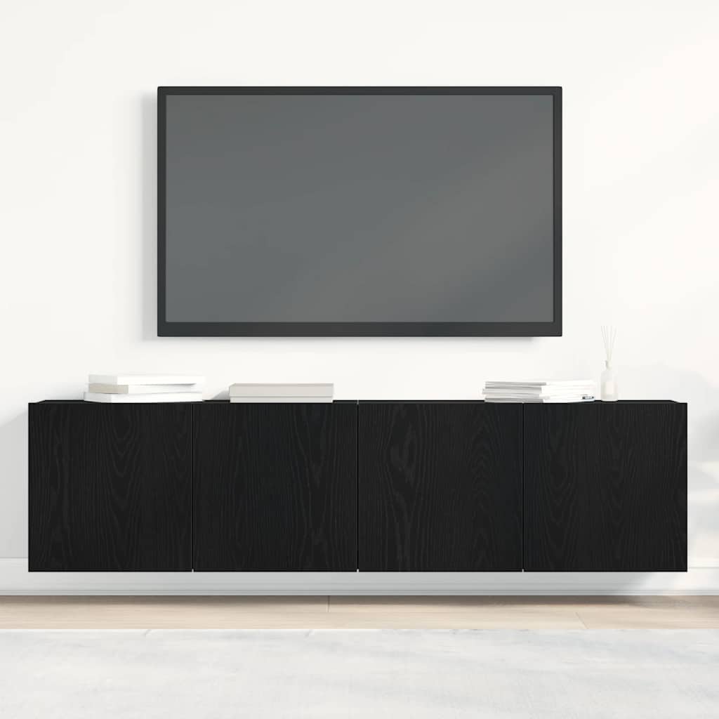 TV spintelės, 2 vnt., juodo ąžuolo spalvos, 160x30x41 cm, inžinerinė mediena