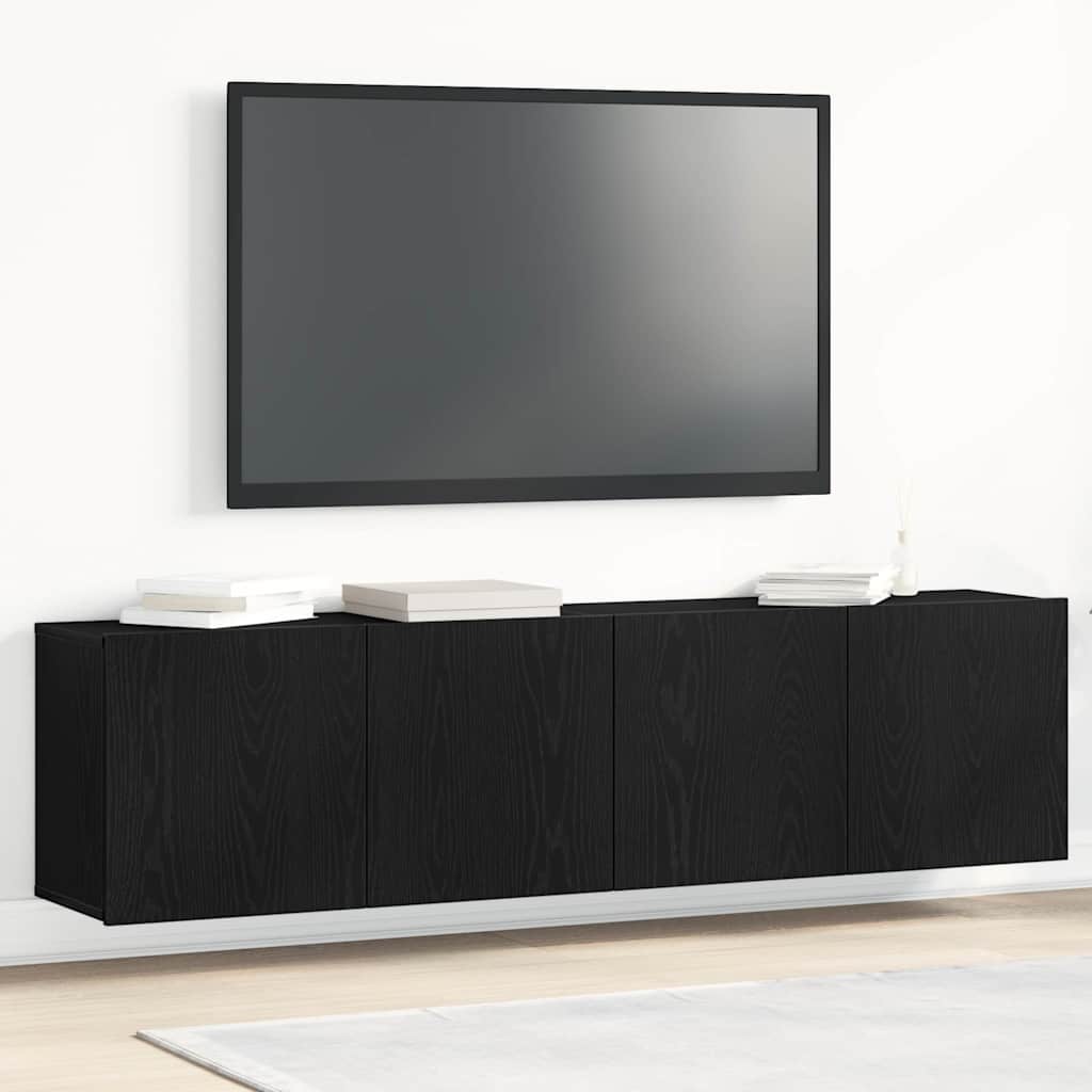 TV spintelės, 2 vnt., juodo ąžuolo spalvos, 160x30x41 cm, inžinerinė mediena