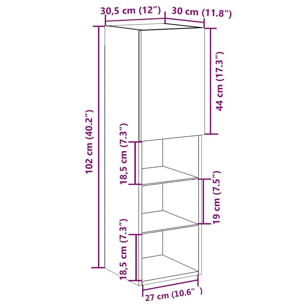 TV Cabinet Black 30.5 x 30 x 102 cm