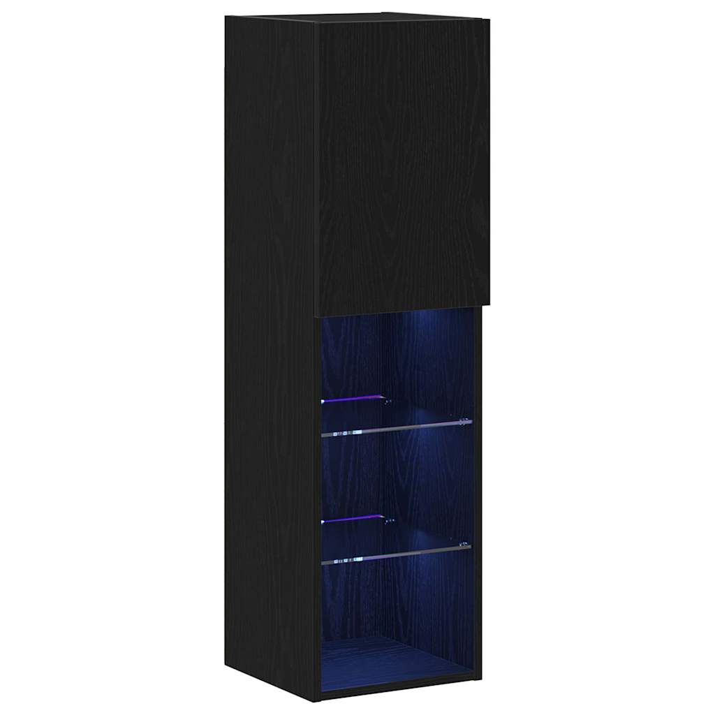 TV spintelių komplektas 2 pcs Juodas ąžuolas 30,5 x 30 x 102 cm