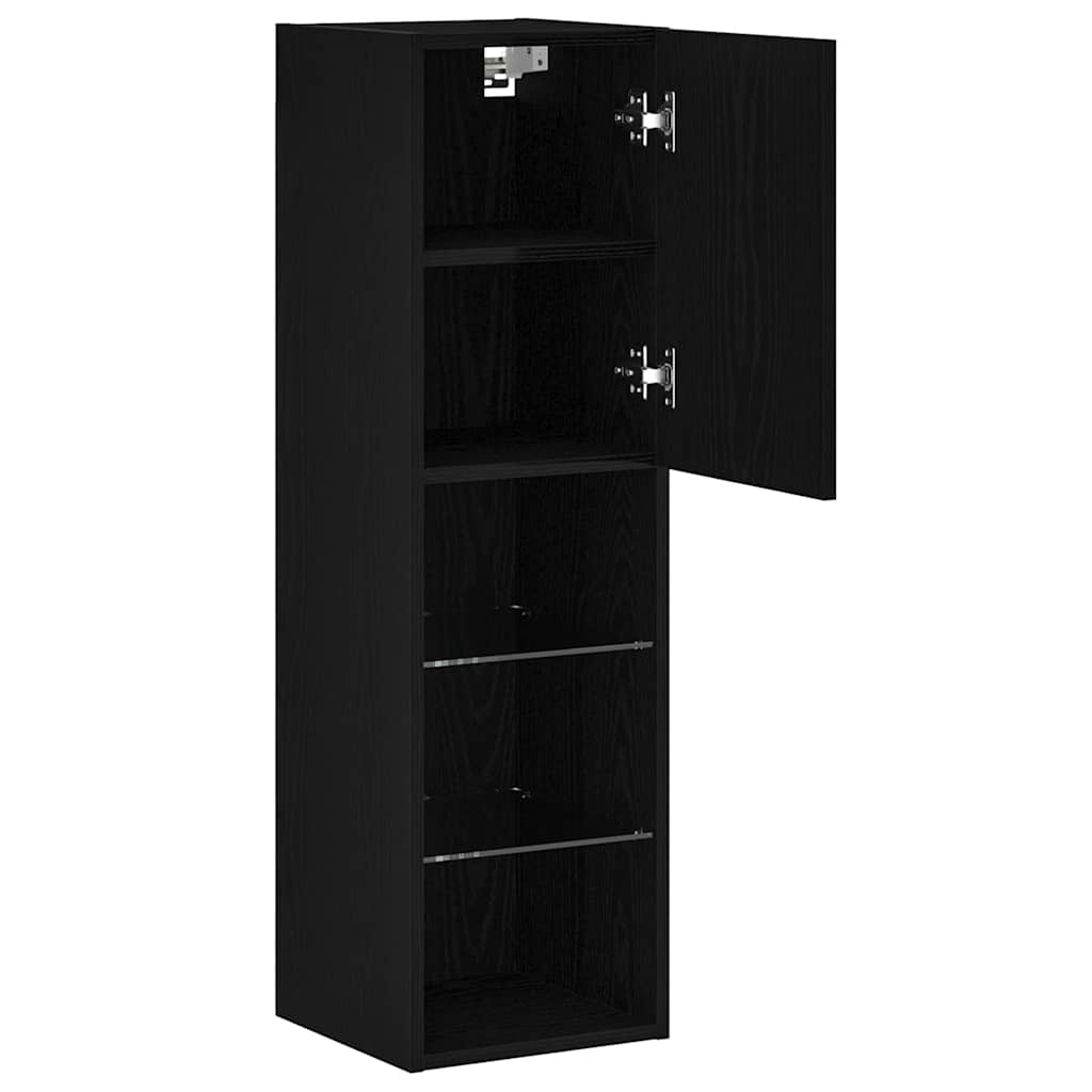 TV spintelių komplektas 2 pcs Juodas ąžuolas 30,5 x 30 x 102 cm
