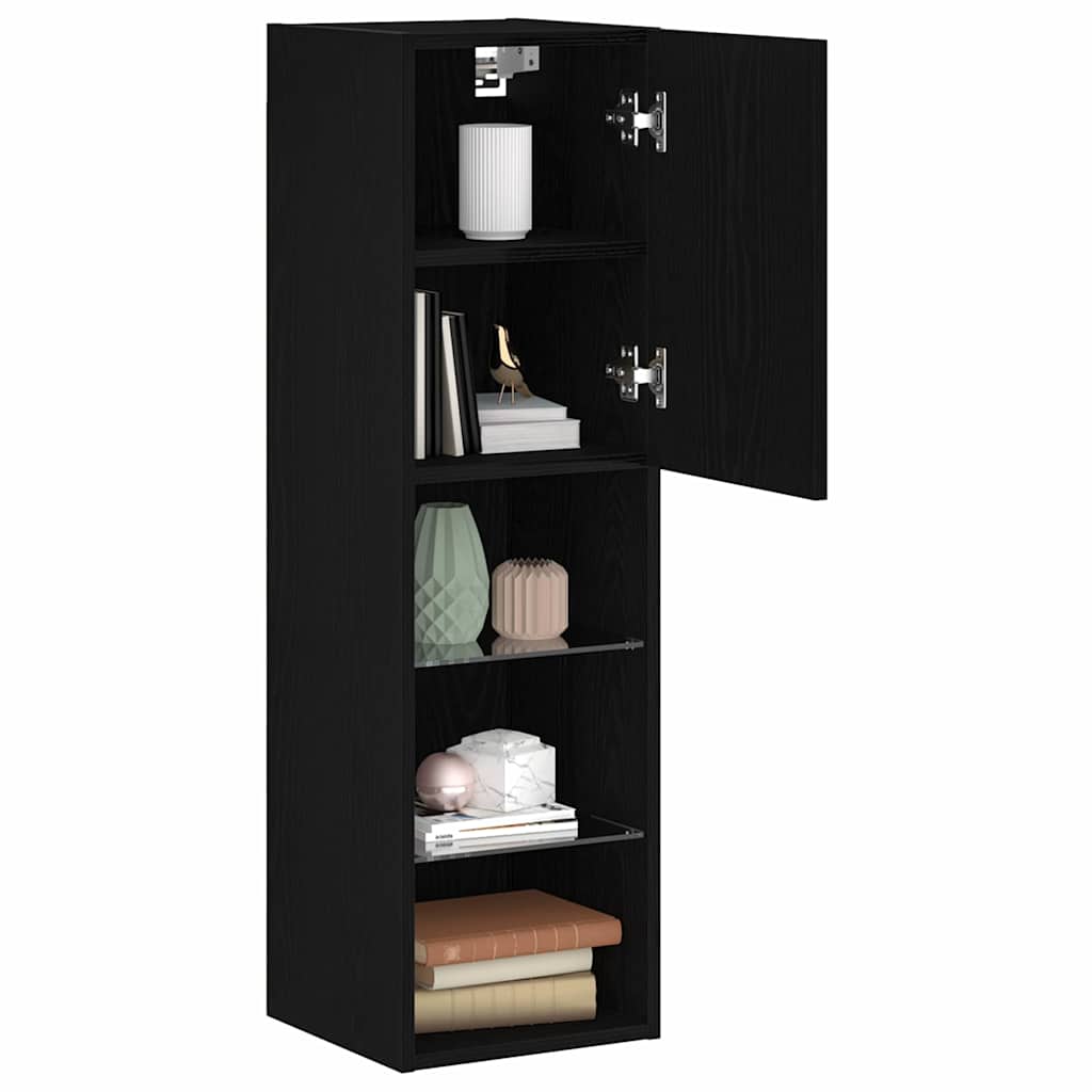 TV spintelių komplektas 2 pcs Juodas ąžuolas 30,5 x 30 x 102 cm