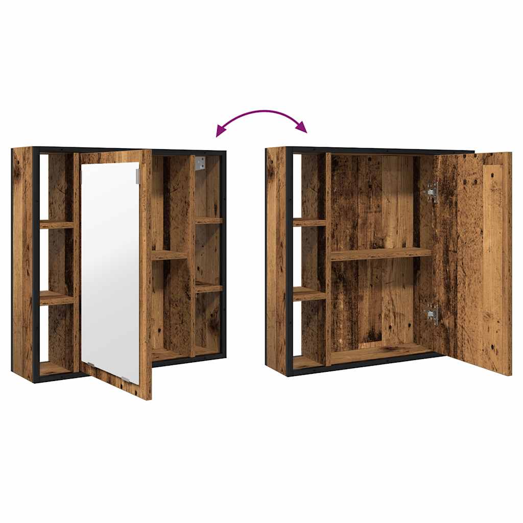 Vonios spintelė, veidrodinė, senovinė mediena, 60x16x60 cm, inžinerinė mediena