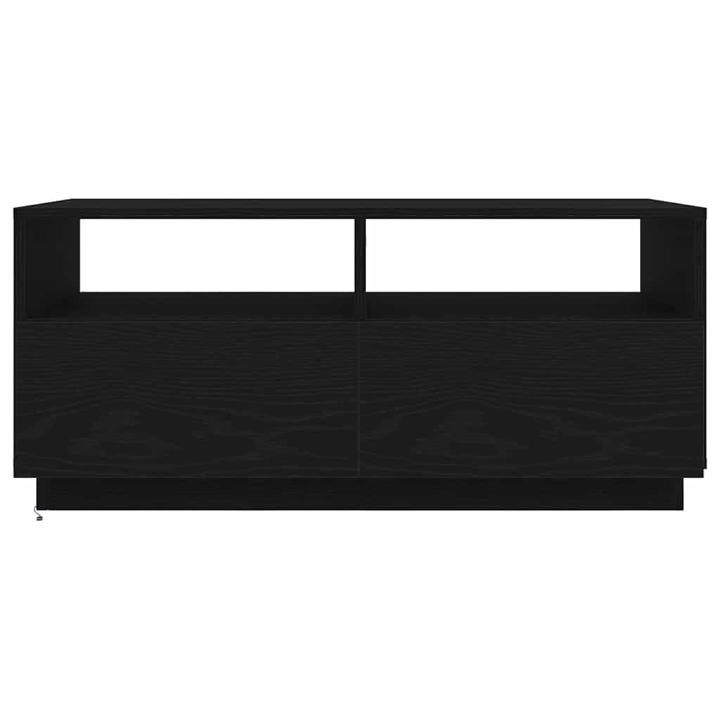 Kavos staliukas su LED lemputėmis, juodo ąžuolo spalvos, 90x49x40 cm