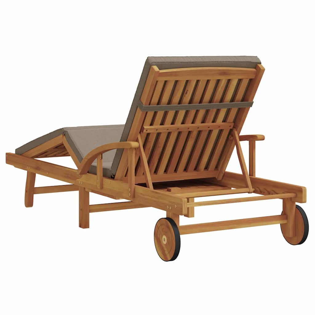 Sun Lounger Taupe 200 x 67 x 84cm Solid Acacia Wood