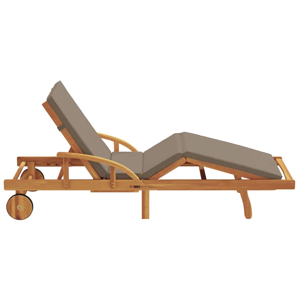 Sun Lounger Taupe 200 x 67 x 84cm Solid Acacia Wood
