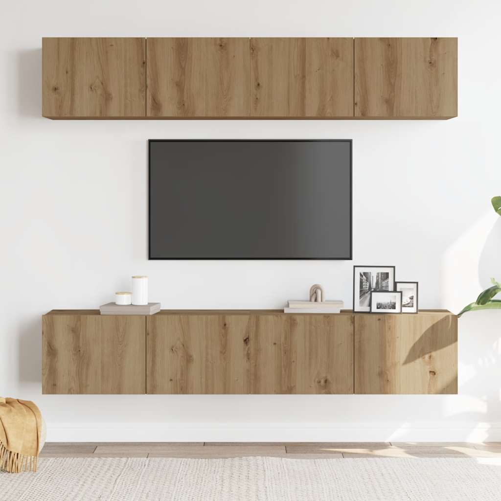 4-piece wall-mounted TV cabinet set
