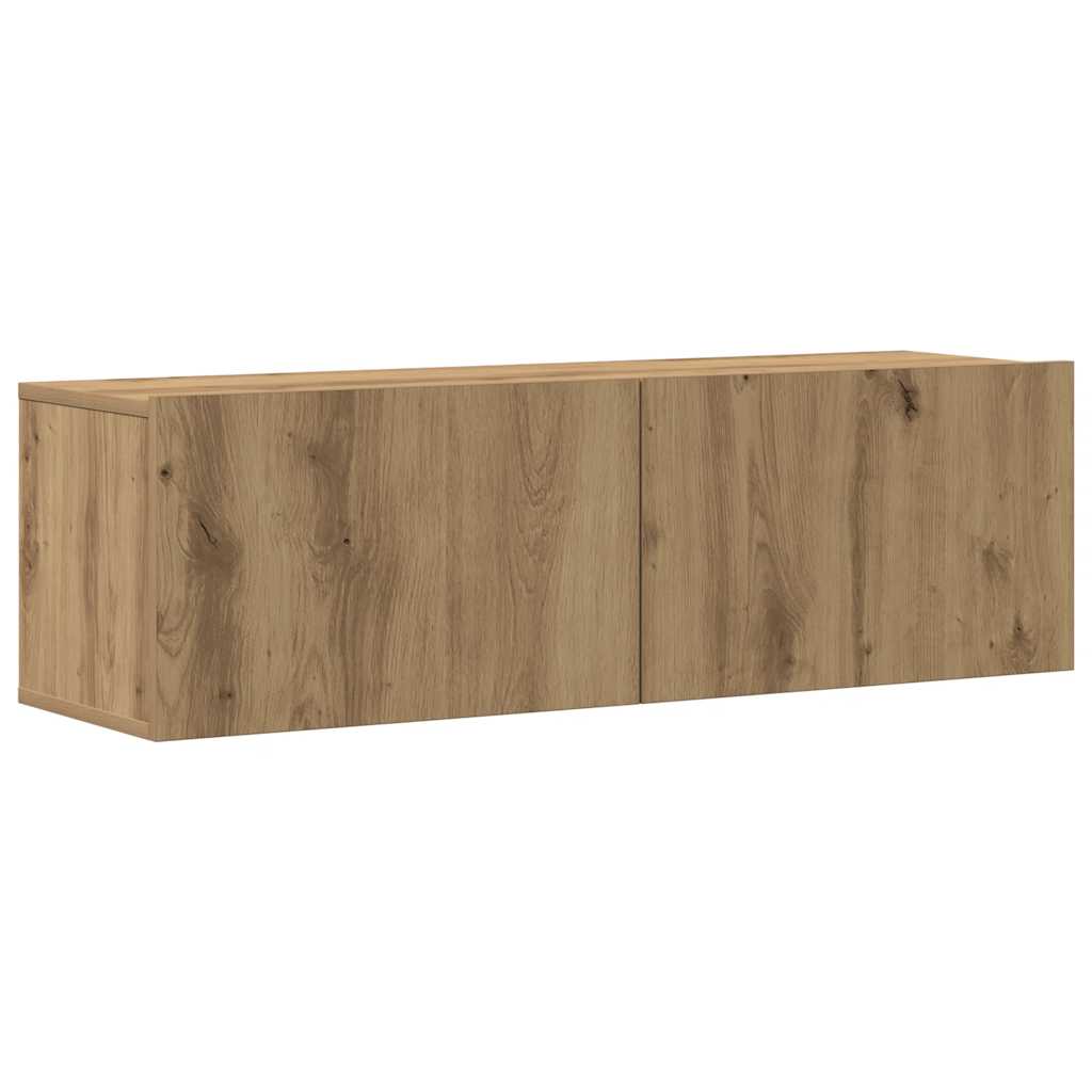 4 dalių prie sienos tvirtinamas televizoriaus spintelių komplektas, ąžuolo spalvos, 100x30x30 cm