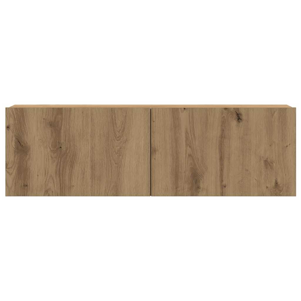 4 dalių prie sienos tvirtinamas televizoriaus spintelių komplektas, ąžuolo spalvos, 100x30x30 cm