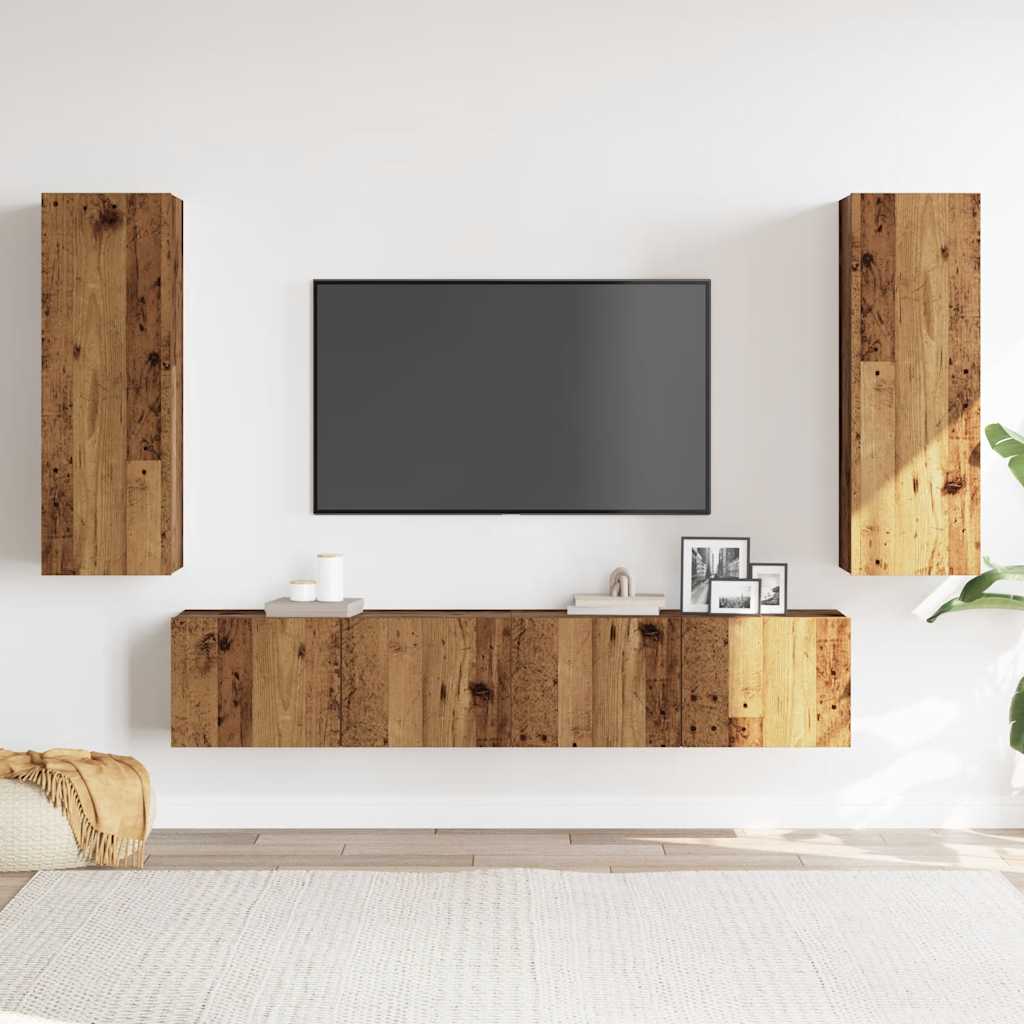 Pie sienas stiprināms TV skapīšu komplekts, 4 daļas