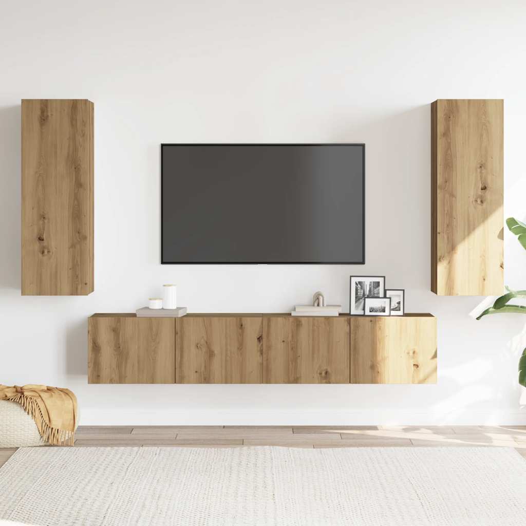 4-piece wall-mounted TV cabinet set