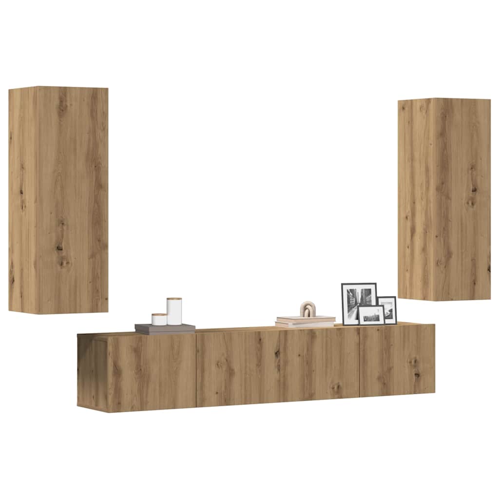 4-piece wall-mounted TV cabinet set