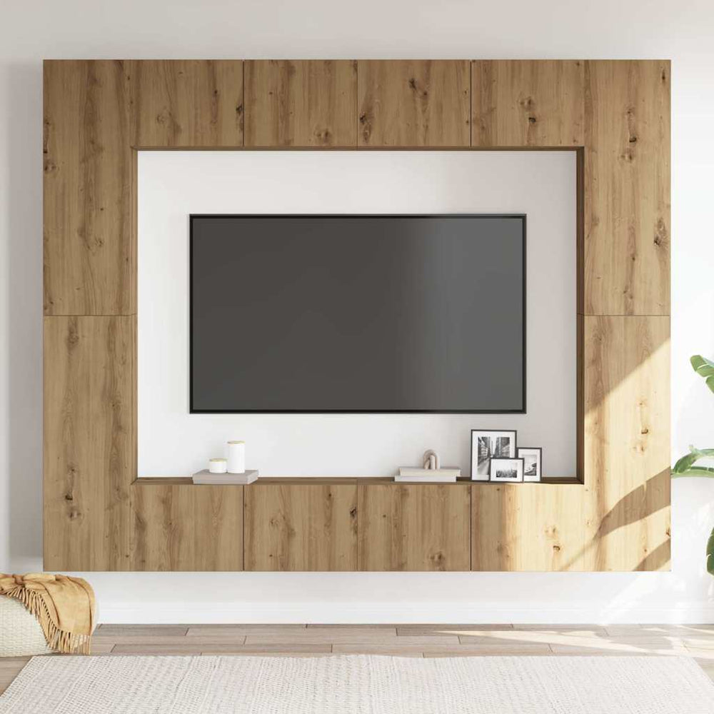 8 daļu sienas TV skapīšu komplekts ozola krāsā