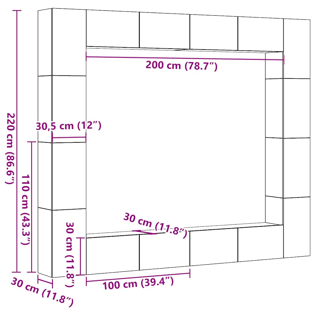 8-piece wall-mounted TV cabinet set