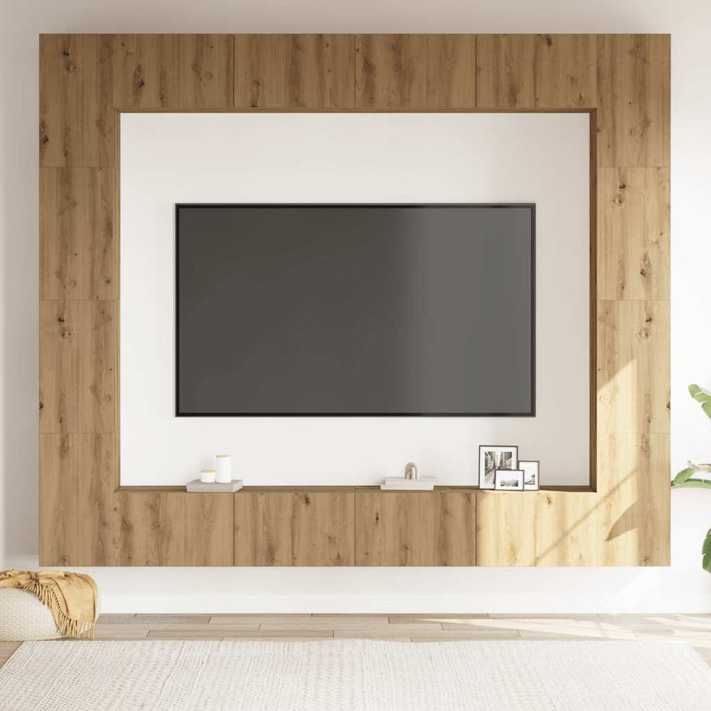 8 dalių sieninis televizoriaus spintelės komplektas Artisan Oak