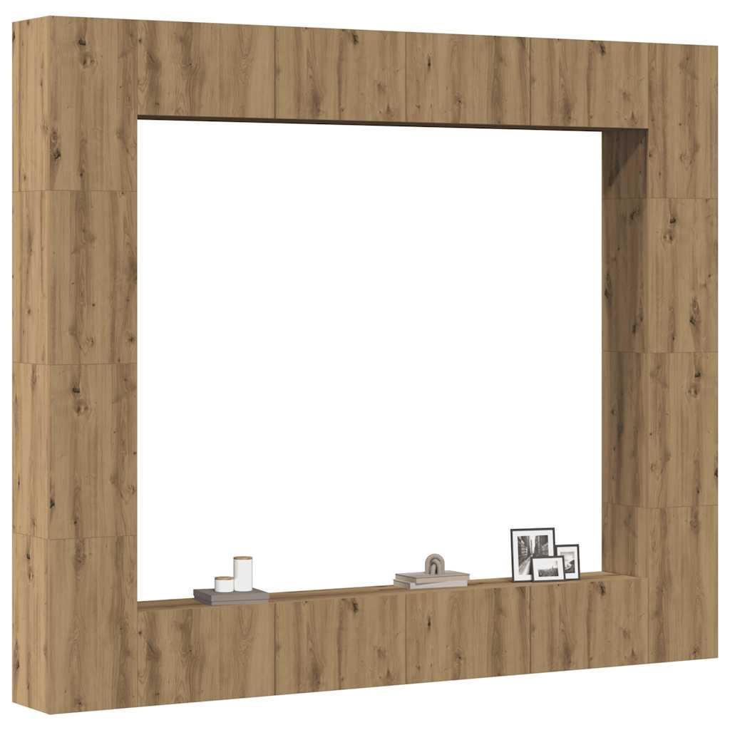 8 dalių sieninis televizoriaus spintelės komplektas Artisan Oak