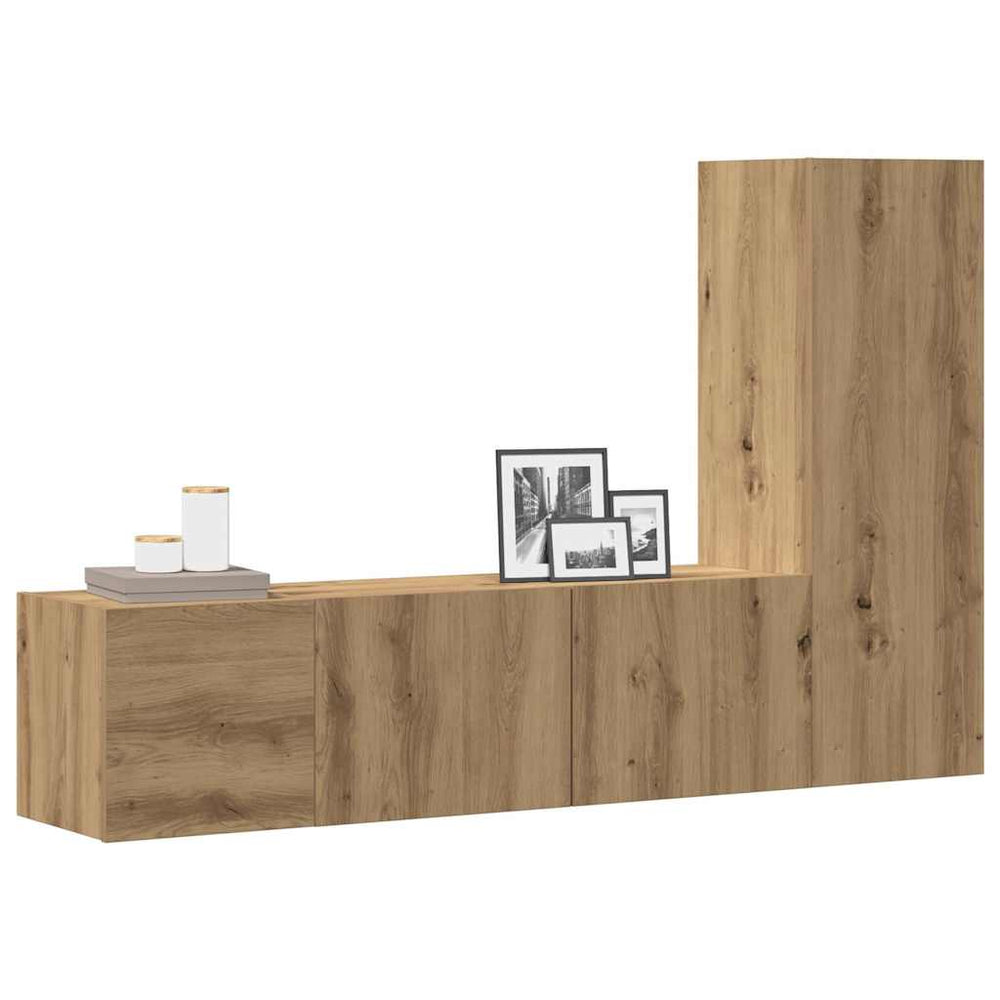 3 dalių sieninis televizoriaus spintelės komplektas Artisan Oak