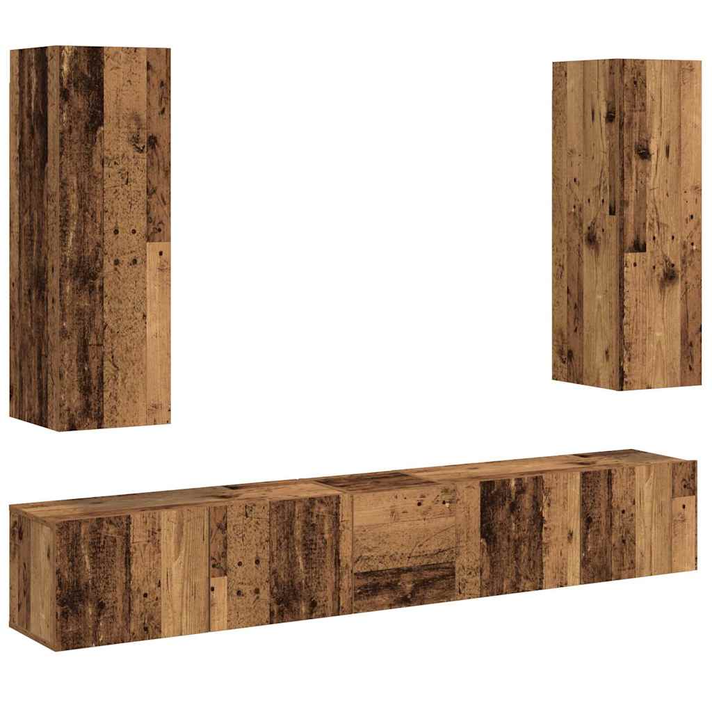 Wall-mounted TV cabinet set, 5 pieces