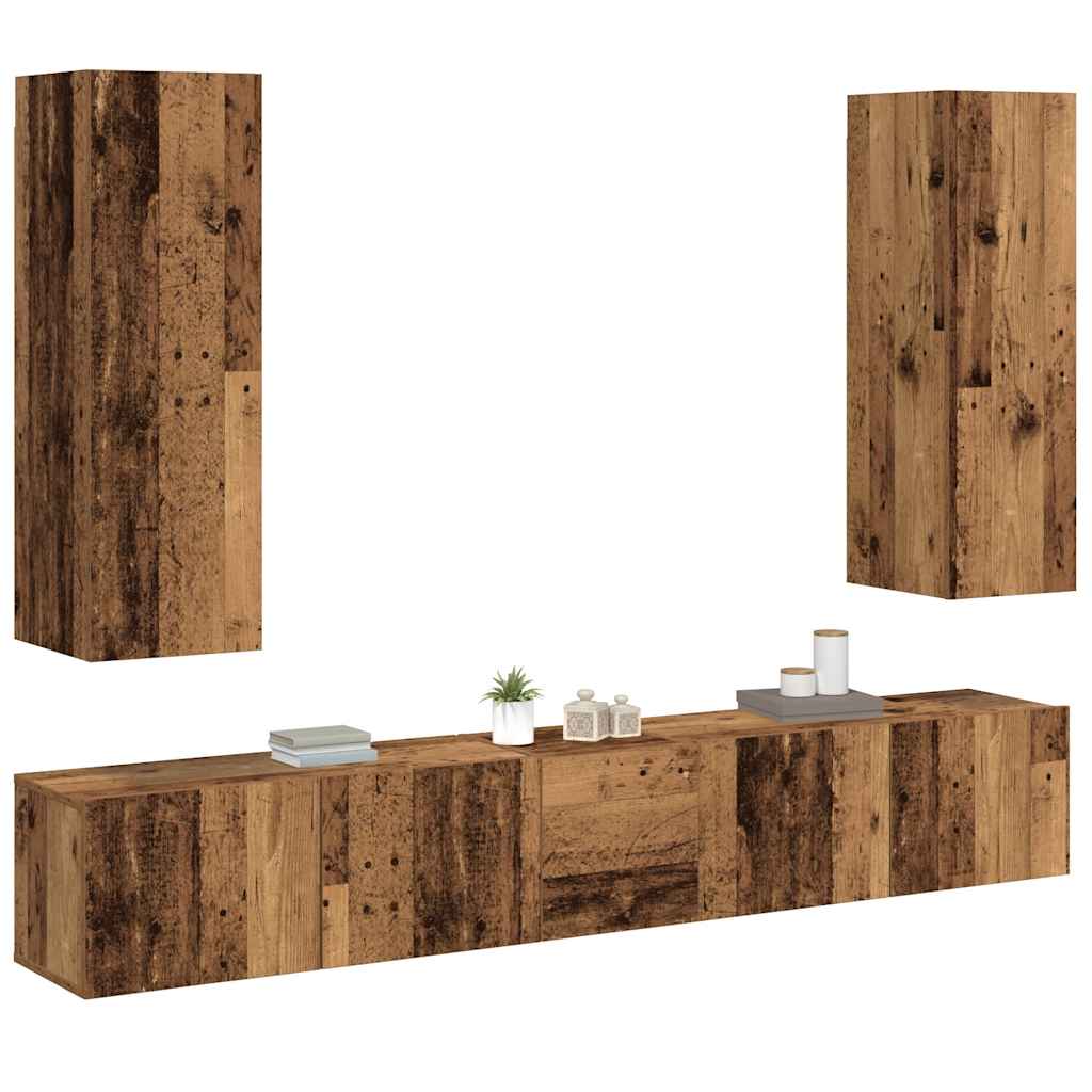 Wall-mounted TV cabinet set, 5 pieces