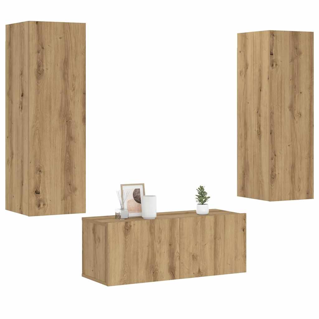 3-piece TV cabinet set Artisan Oak