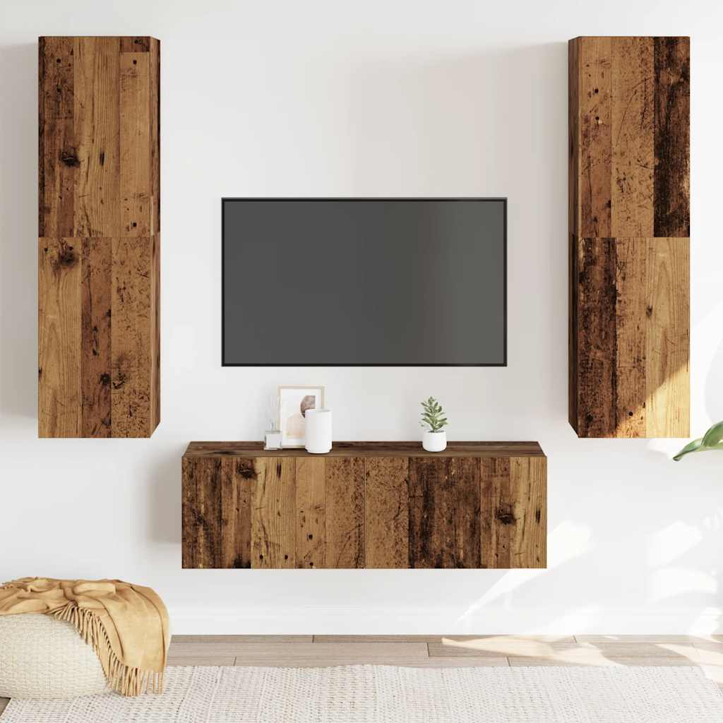 Pie sienas stiprināms TV skapīšu komplekts, 3 daļas