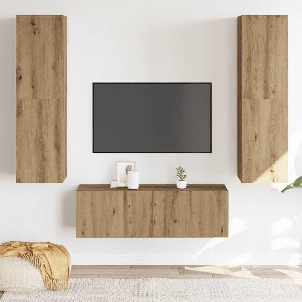 3 dalių sieninis televizoriaus spintelės komplektas Artisan Oak