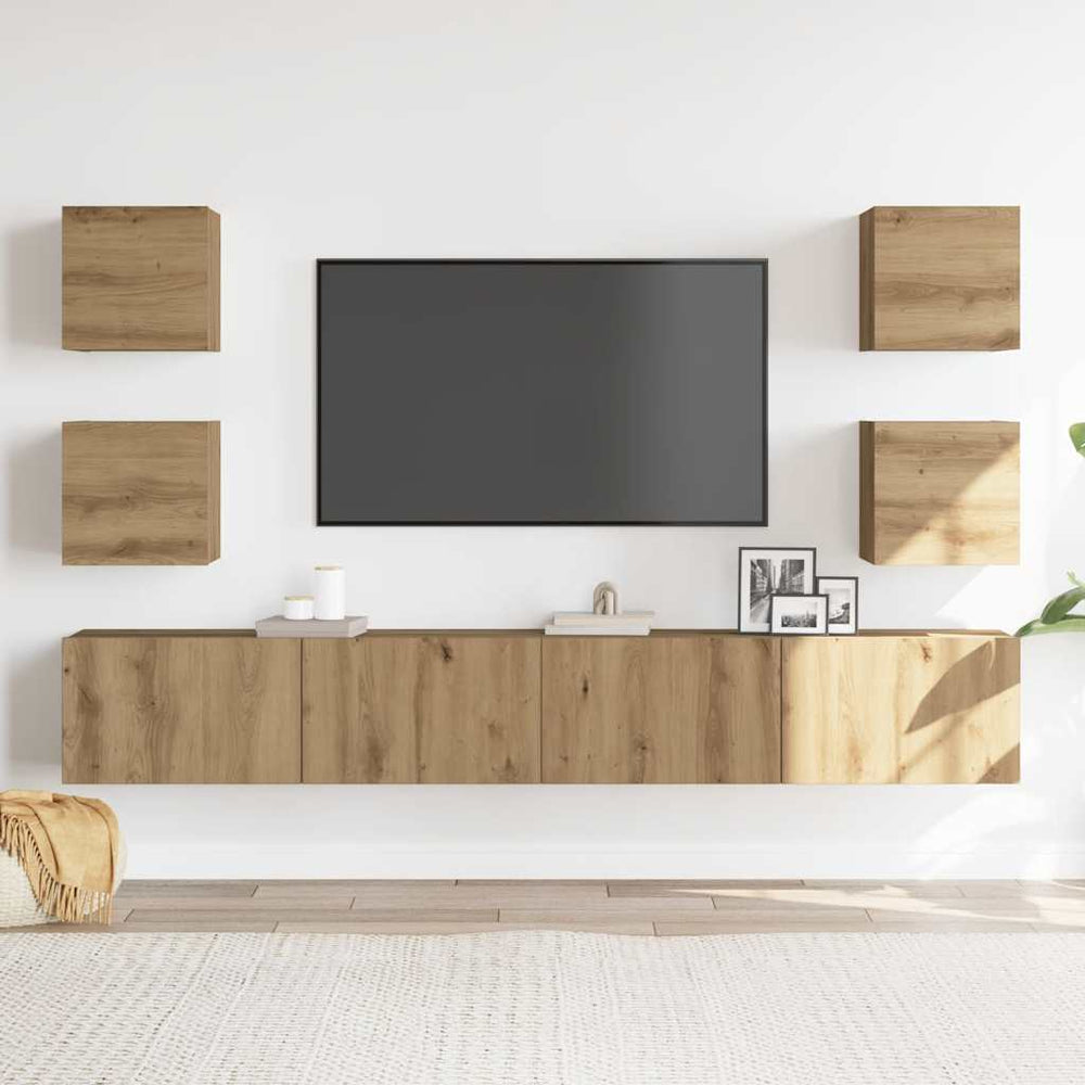 6 dalių sieninis televizoriaus spintelės komplektas Artisan Oak